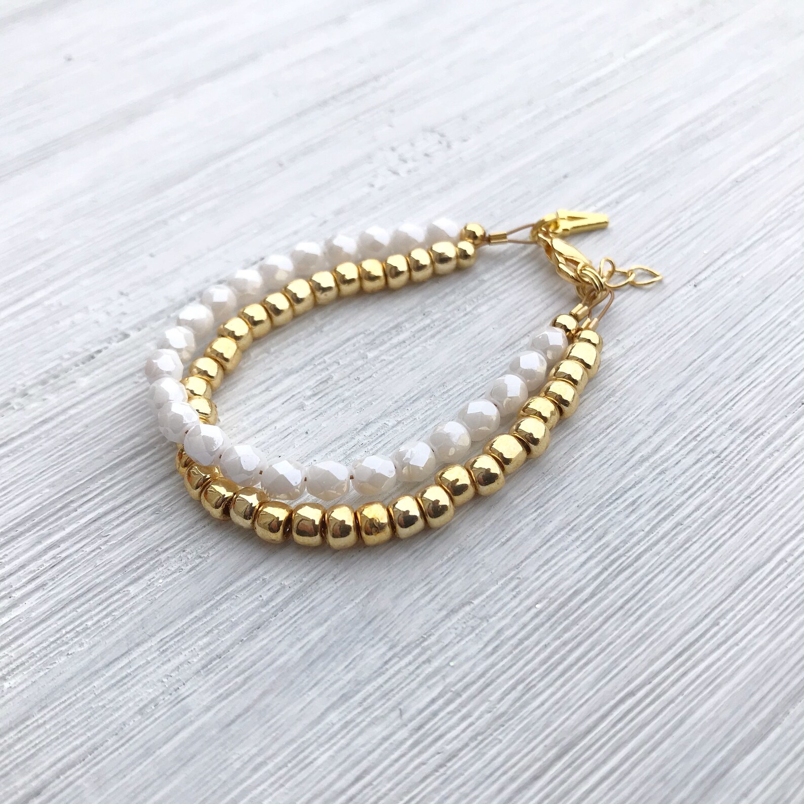 Gold Baby Braceletpersonalized Baby Braceletwhite and Gold Etsy