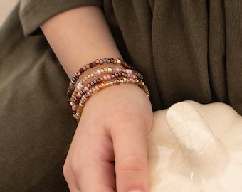 Dainty Baby Bracelet, Fall Seed Bead Bracelet, Autumn Jewelry, Stacking Bracelets