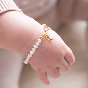 Pearl baby bracelet-freshwater pearls-gold filled-sterling silver-personalized-baby keepsake-newborn baby girl gift-baby shower gift