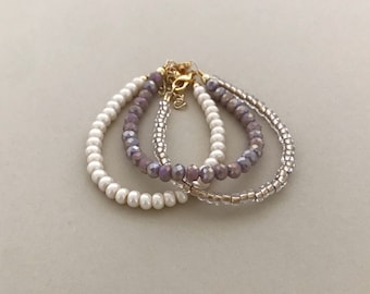Fall bracelet set-purple-cream and gold -bronze-baby bracelets-toddler jewelry-for toddler girls-baby girl gift