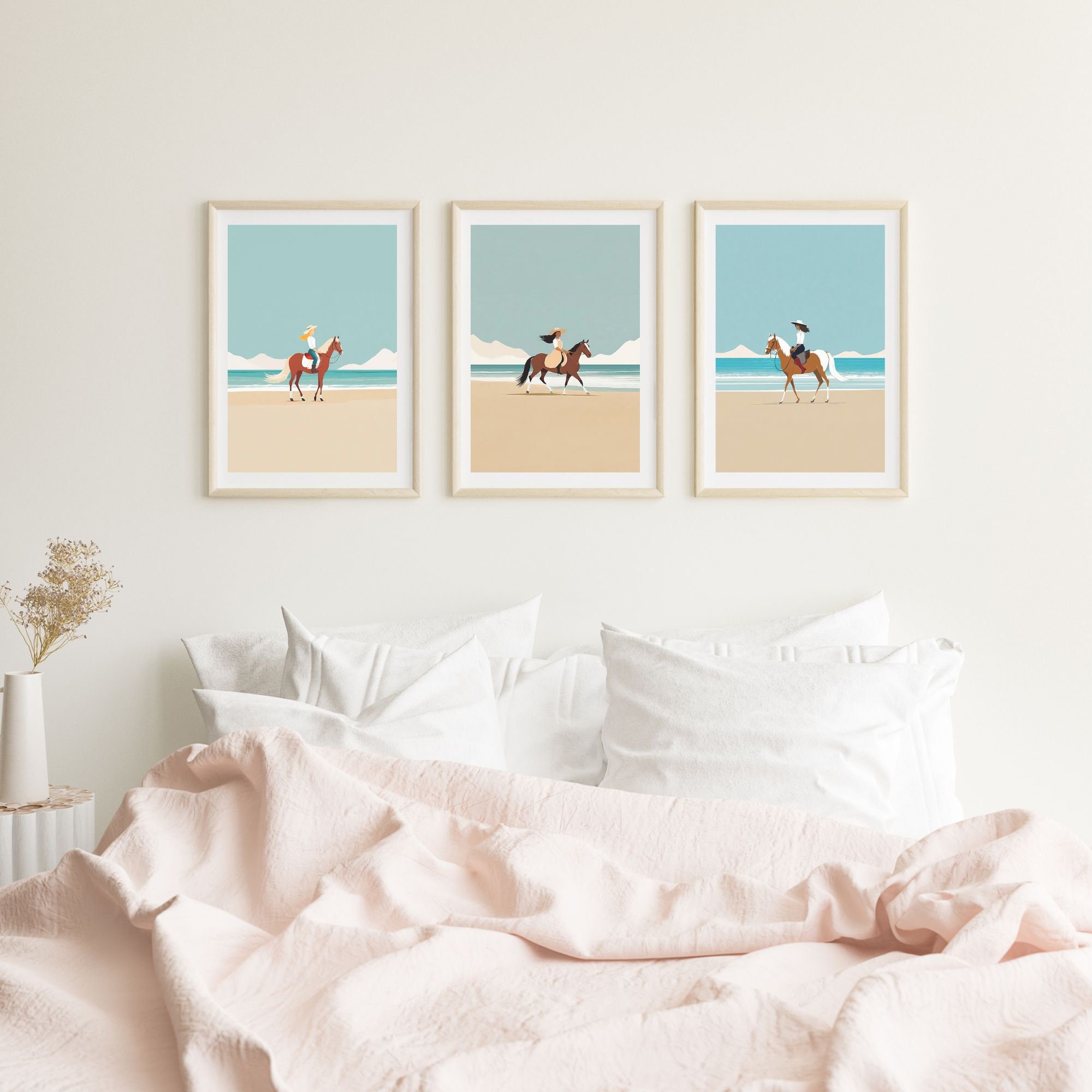Horse Art Print，boho Lounge Top，summer Beach Blouse main image 1