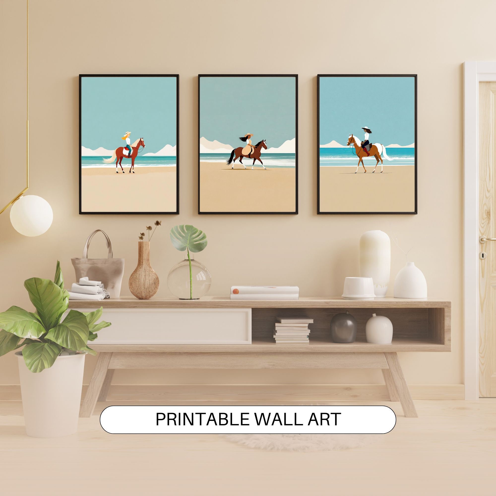 Horse Art Print，boho Lounge Top，summer Beach Blouse