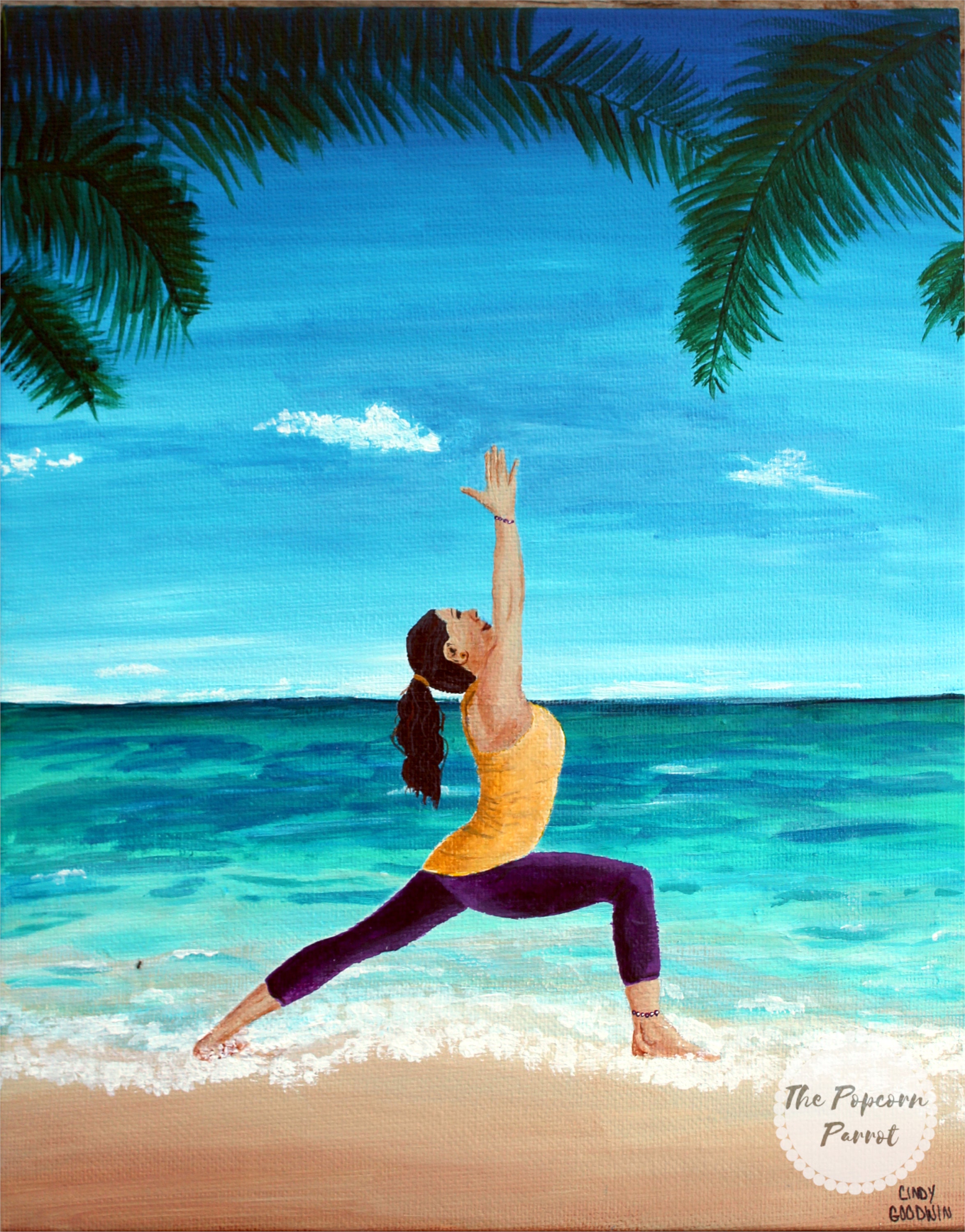 Fine Art Print of Yoga at the Beach Painting Yoga Art Wall Etsy