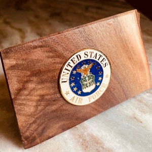 Military medallion&#39;s in wood , reclaimed live edge wood with embedded medallion’s, housewarming gifts, unique gift, rustic gift, maple wood