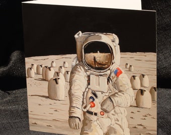 Card - 'One small step for man'