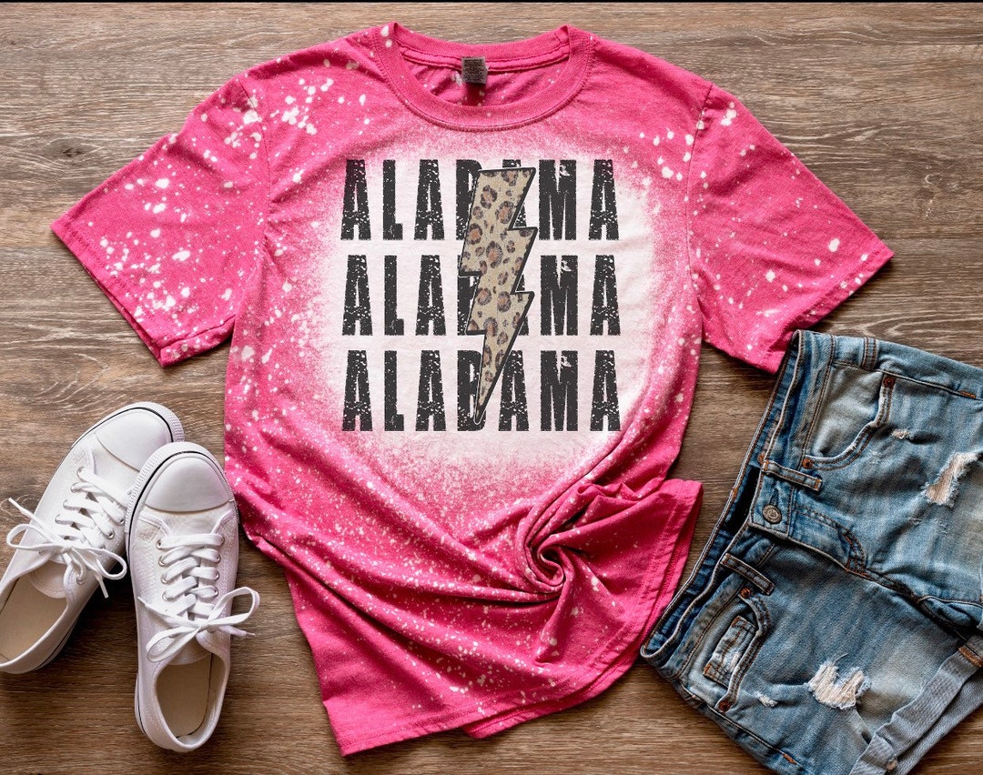 Bleached Alabama Lightning Bolt Tshirt Etsy