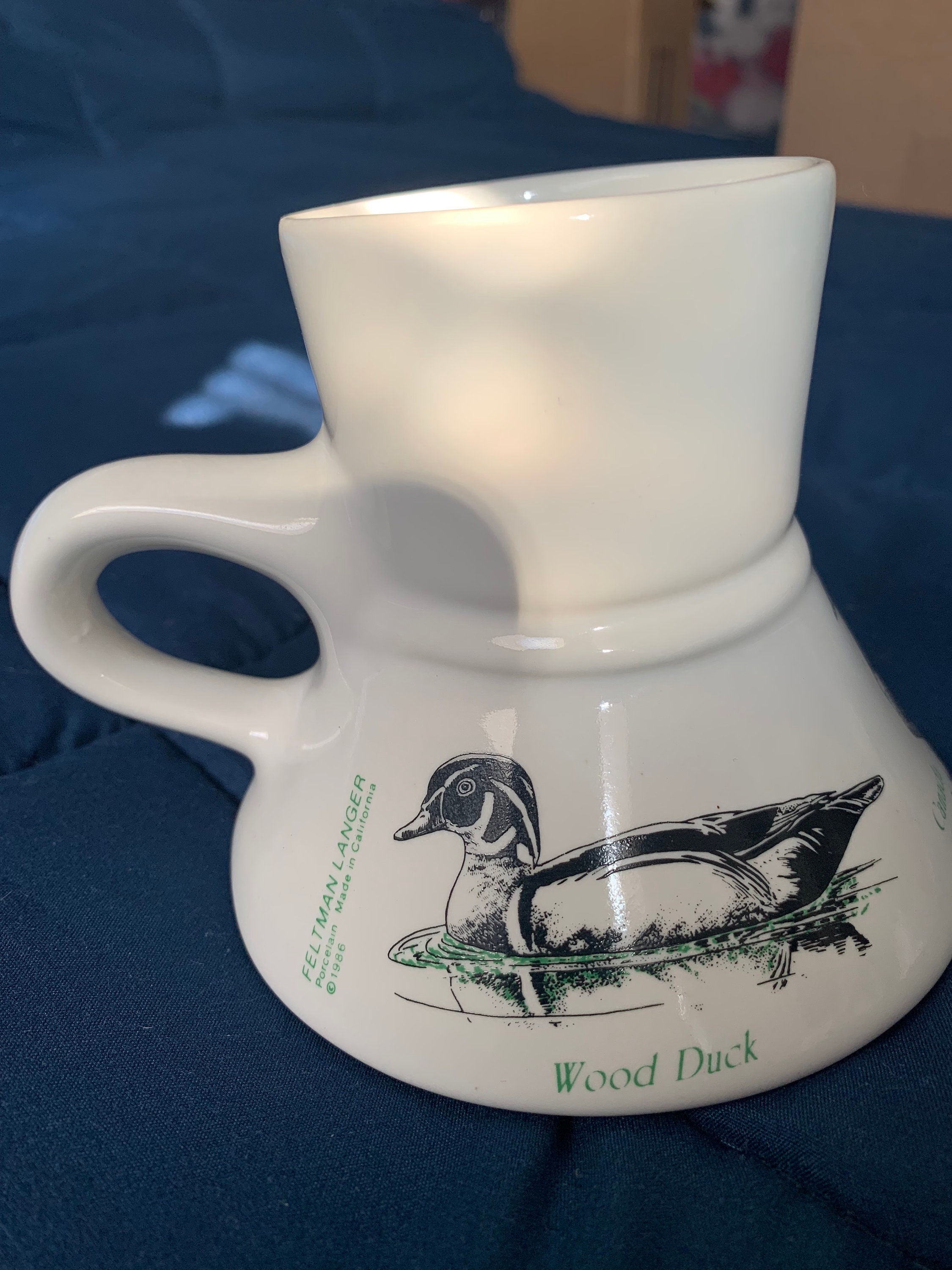Vtg 1988 Feltman Langer Porcelain No Spill Coffee Travel Mug