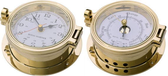 1.4kg 3lb Brass Clock  barometer FREE shipping 116 mm 4.56in brass clock brass barometer Royal Mariner