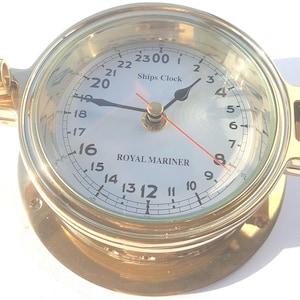 24 hour clock 4.56in 116mm 670gm 1.5lb FREE courier FREE brass screws SOLID brass ships clock Brass clock Royal Mariner C622ii