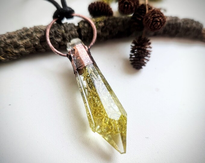 Featured listing image: Moss Crystal Resin Pendant