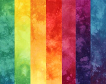 Rainbow gradient bundle, hand dyed quilting fabric, 7 fat eighths