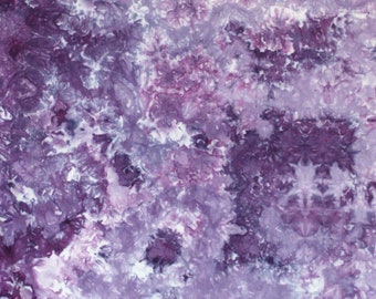 Cotton quilting fabric, ice dyed half yard in shades of purple