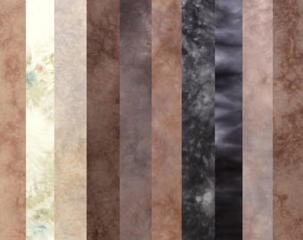Shades of brown stash builder bundle of hand dyed quilt cotton, 10 fat eighths 9x20 inches