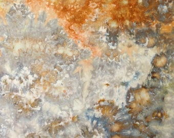 Cotton quilting fabric in shades of ochre, tan and gray