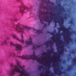 Hand dyed gradient moves from pink through purple to blue, quilting cotton available as fat quarter or half yard