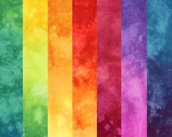 Rainbow gradient bundle, hand dyed quilting fabric, 7 fat quarters