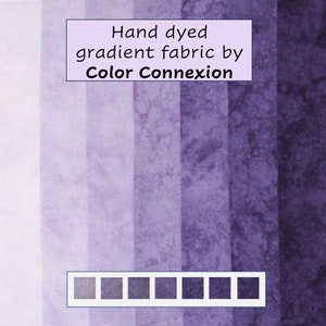 Purple ombre gradient of quilting cotton, hand dyed bundle, available as fat quarters, fat eighths and half yards