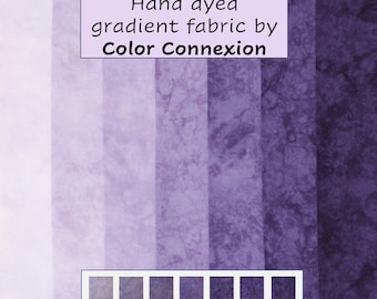 Imperfect purple ombre gradient of quilting cotton, hand dyed bundle of 7 fat eighths