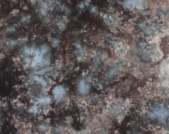 Gradient brown, rust and teal quilting cotton, hand dyed fabric