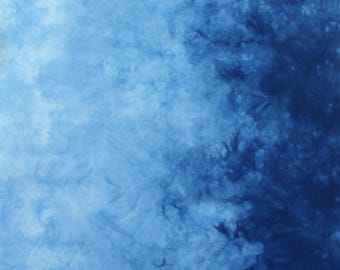 Hand Dyed Ombre Blue Cotton Quilting Fabric, fat quarter or half yard