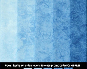 Hand dyed blue gradient quilt cotton bundle, lighter to medium values