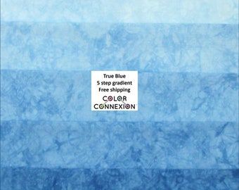 Hand dyed blue gradient quilt cotton bundle, light to medium values