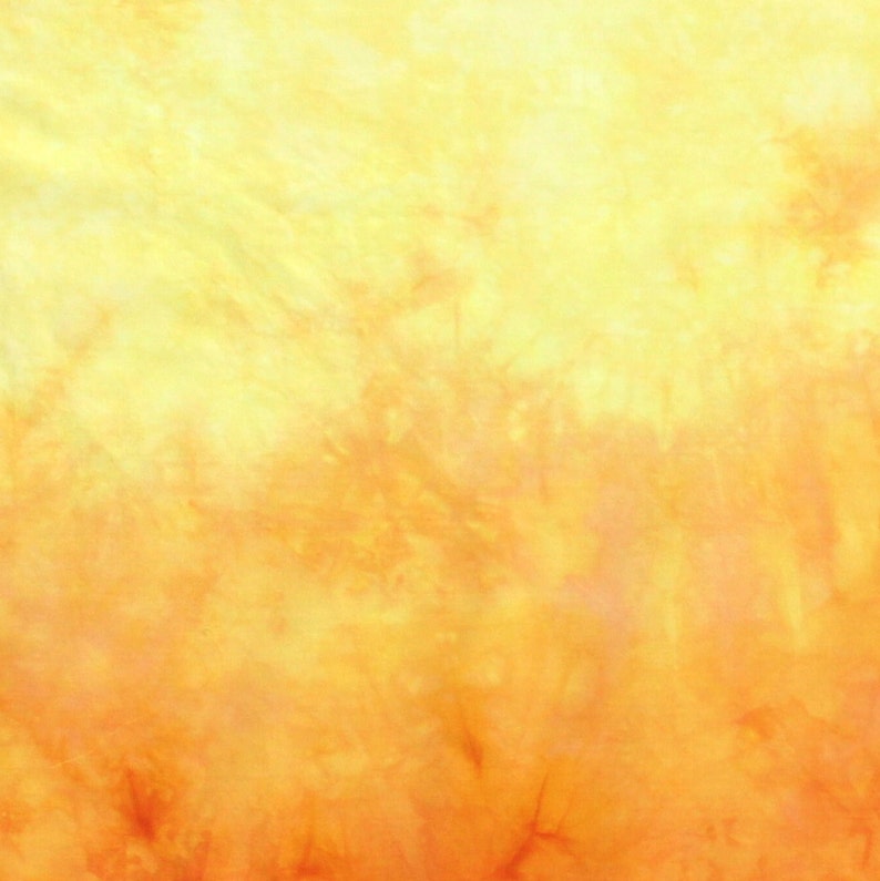 Yellow to orange gradient of hand dyed cotton fabric for quilting and crafting, half yard or fat quarter image 3