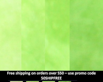 Hand dyed bright spring green fabric bundle, 4 step gradient