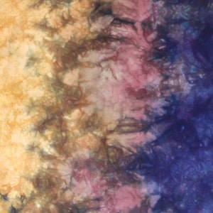 Hand dyed cotton quilt fabric gradient from caramel to mauve and blue violet