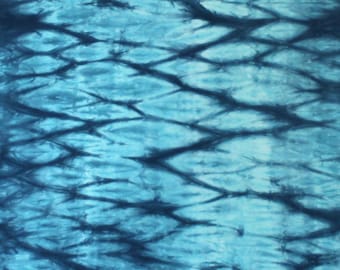 Blue shibori cotton quilting fabric, half yard 18 inches x wof