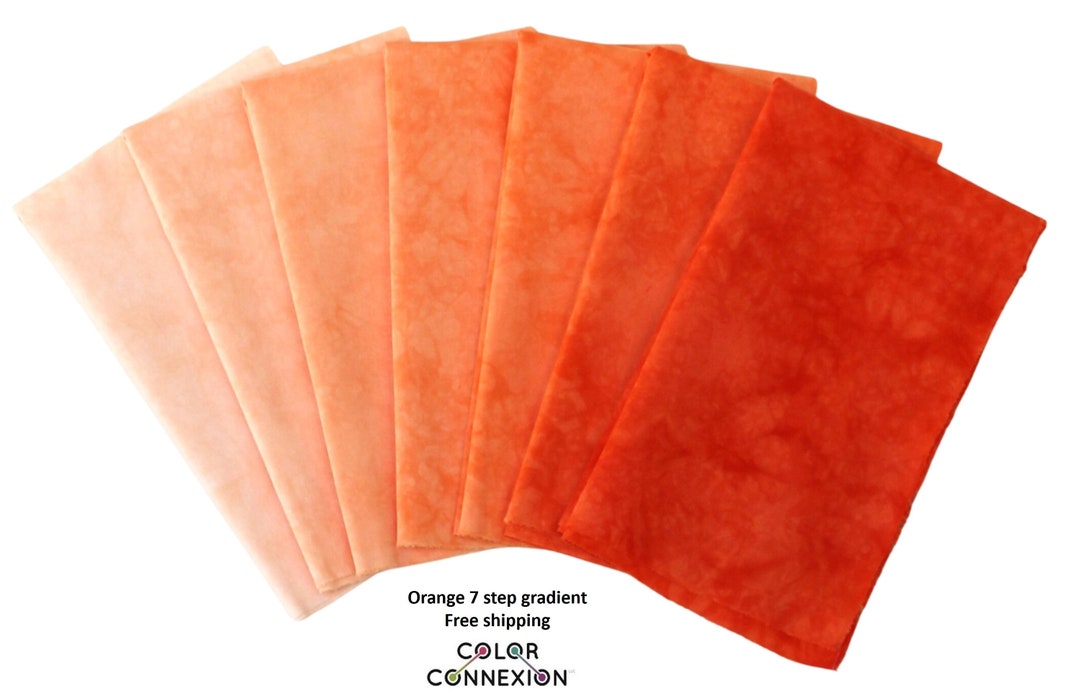 Orange Gradient Bundle of Hand Dyed Quilting Fabric, Available in Fat Quarters Fat Eighth or