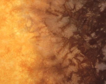 Hand dyed quilting cotton gradient in shades of tan and warm golden brown shading to deep brown