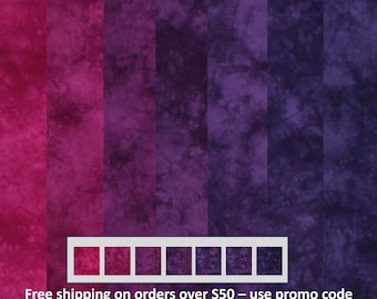 Gradient quilting bundle from plum to blue violet, fat eighths