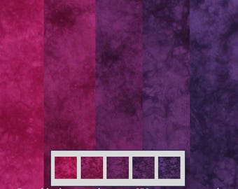 Half yard  bundle in a gradient from red violet to purple, hand dyed