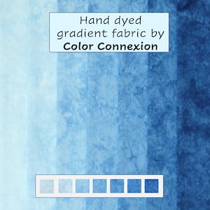 Hand dyed blue fabric bundle, 7 step gradient of quilting cotton, available as fat quarters, fat eighths or half yard packs