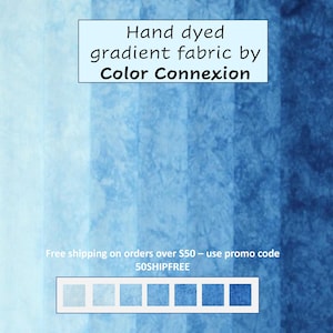 Hand dyed blue gradient bundle, quilting cotton fabric