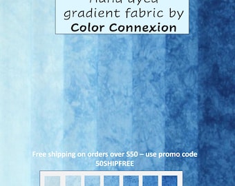 Hand dyed blue gradient bundle, quilting cotton fabric