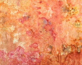 Cotton quilting fabric, ice dyed half yard in shades of red and orange, 2 to choose from
