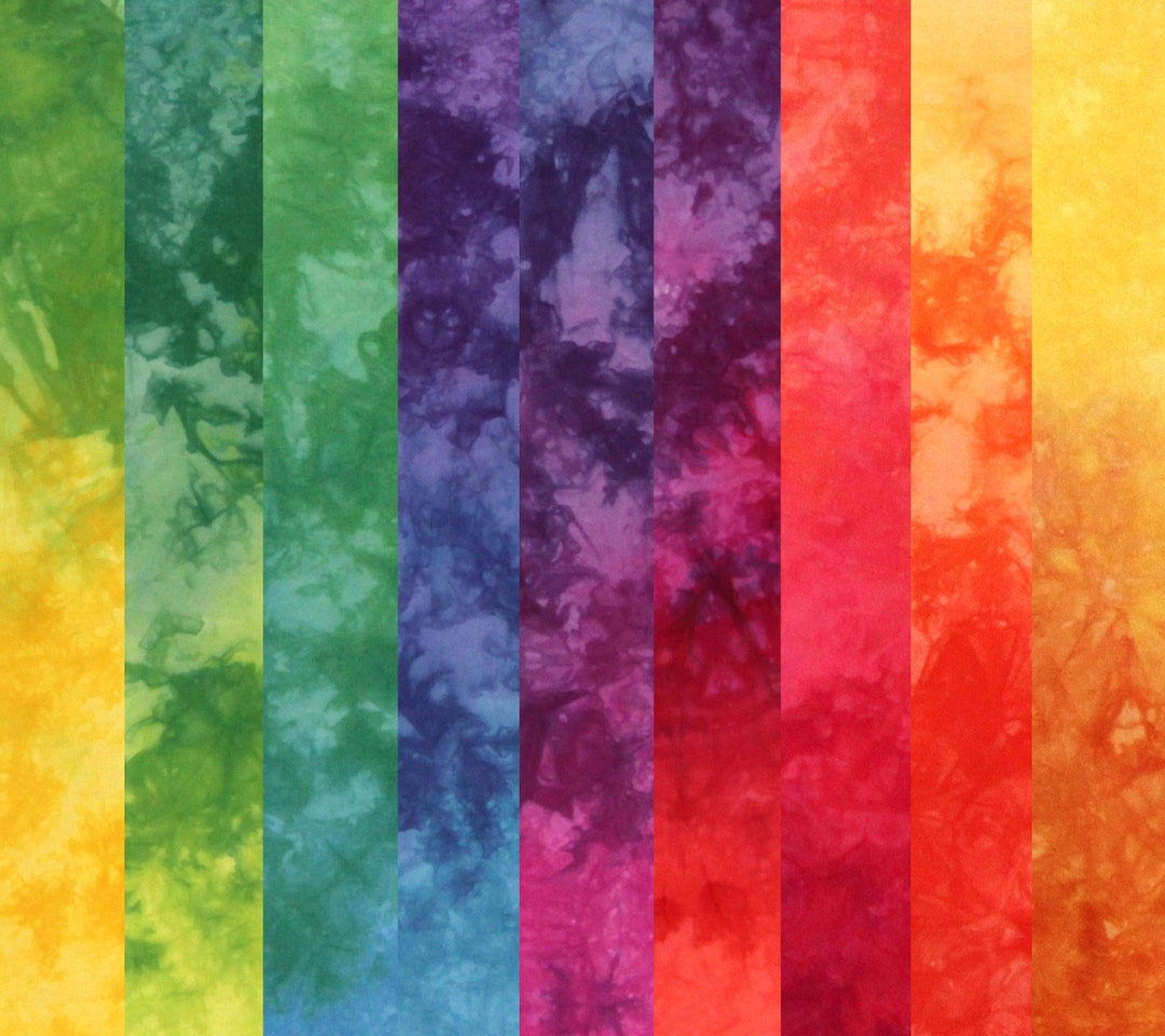 Rainbow Hand Dyed Quilting Fabric, 9 Gradient Pieces, Available as Fat Quarters or Fat Eighths
