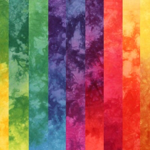 Rainbow hand dyed quilting fabric, 9 gradient pieces, available as fat quarters or fat eighths, primary color bundle