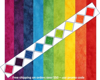 Rainbow stash pack of hand dyed quilting cotton, 9 fat quarter color wheel sampler