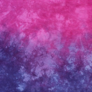 Hand dyed gradient moves from pink through purple to blue, quilting cotton available as fat quarter or half yard