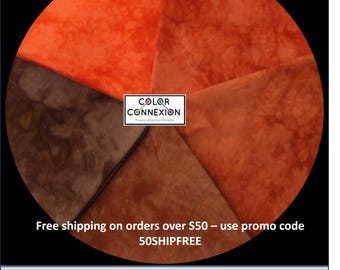 Hand dyed quilting cotton gradient, burnt orange to brown