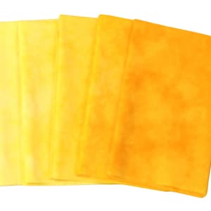 Sunny yellow gradient bundle of quilting cotton, hand dyed pack of fat quarters or half yards, medium to dark values