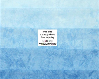 Hand Dyed Blue Gradient Quilt Cotton Bundle, Ombre Fabric, light to medium values