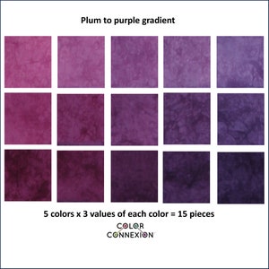 Bundle of Hand Dyed Quilt Fabric in a Range From Plum to Purple 5 Colors in  a 3 Step Shade Gradient 15 Fat Quarters or 15 Fat Eighths - Etsy