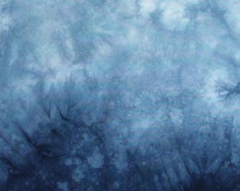 Blue ombre cotton quilt fabric, hand dyed gradient of denim blue, available as half yard or fat quarter