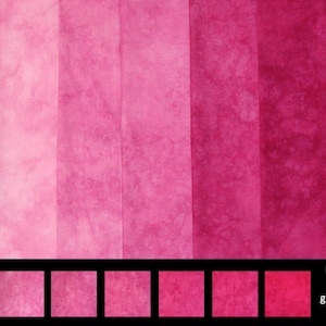 Pink gradient bundle of hand dyed quilting cotton, available as fat quarters, fat eighths or half yards
