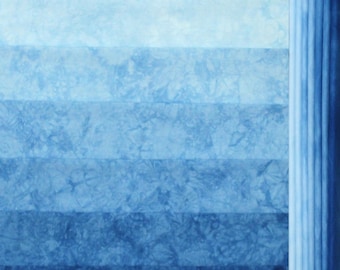 Hand dyed blue fabric bundle, 6 steps of a 7 step gradient - missing step 4