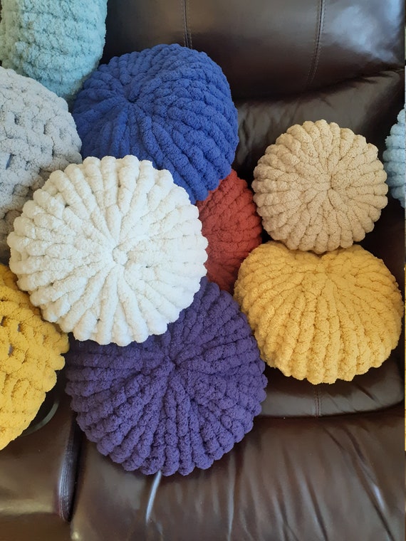 Chunky Knit Pillow Pouf: Handmade Soft Decorative Throw Pillow